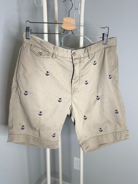 Polo by Ralph Lauren Beige Shorts with Navy Anchor Embroidery